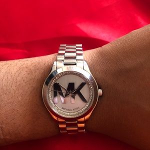 Silver Michael Kors Watch with rhinestones